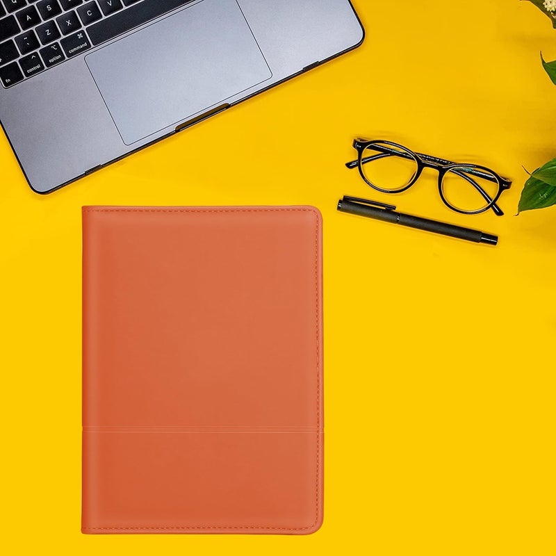 Konper Classic Padfolio/Junior Portfolio Folder Case, Business A5 Binder Organizer Notepad for Men Women, 5 x 8 Writing Pad Included, Orange - Image 5